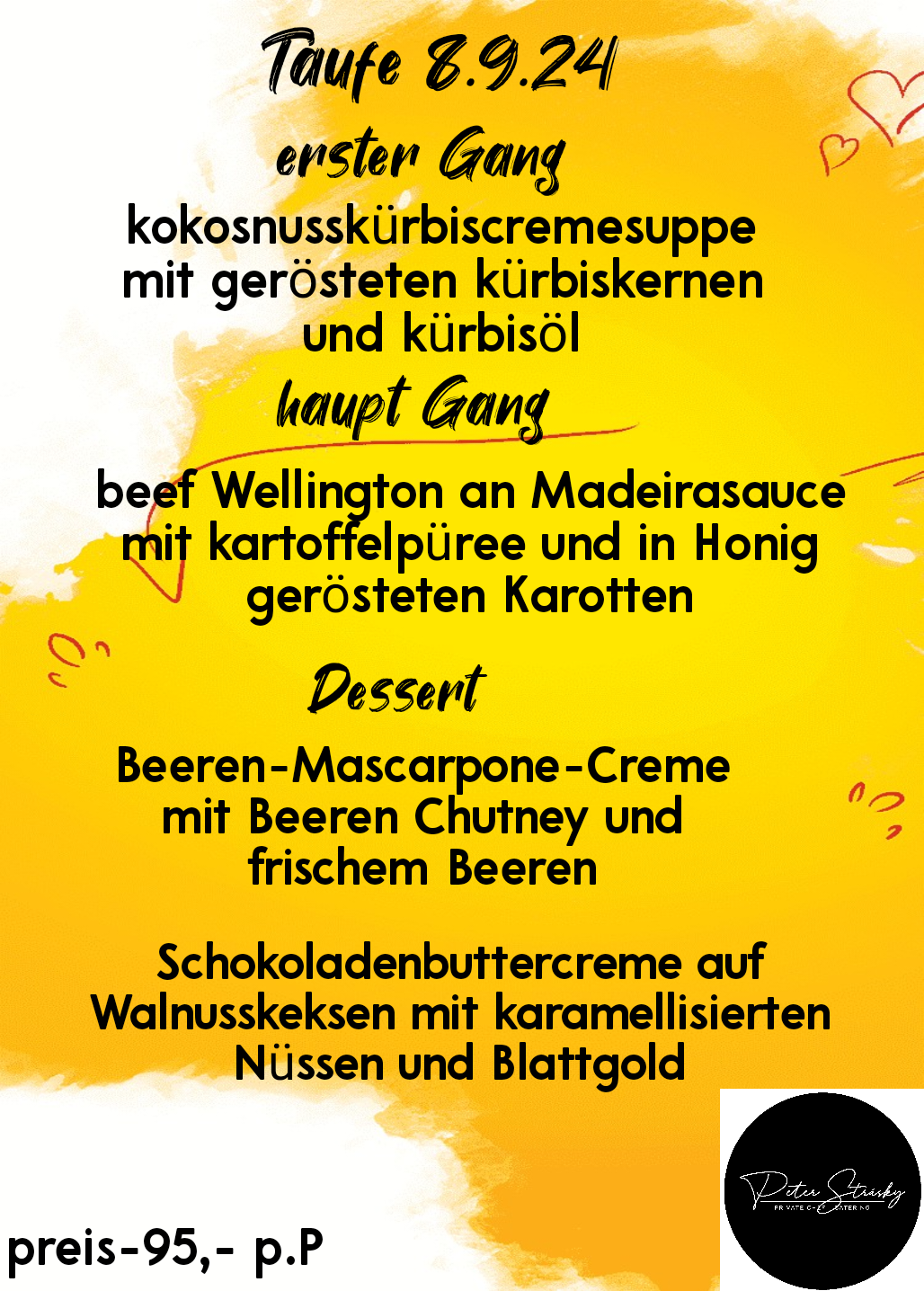 Peter Strásky Private Chef-Catering - Thun - Hochzeit - Serviceleistungen