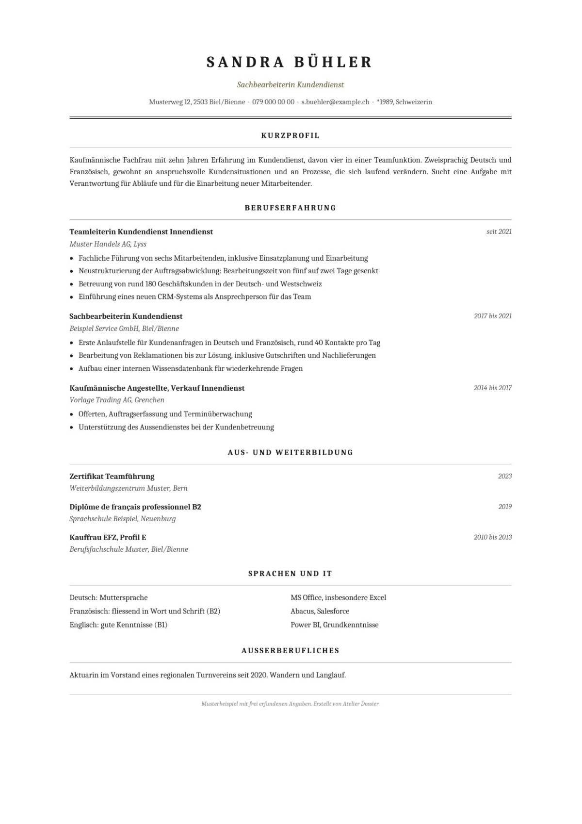 Atelier Dossier - Biel - Umschreibung eines Textes