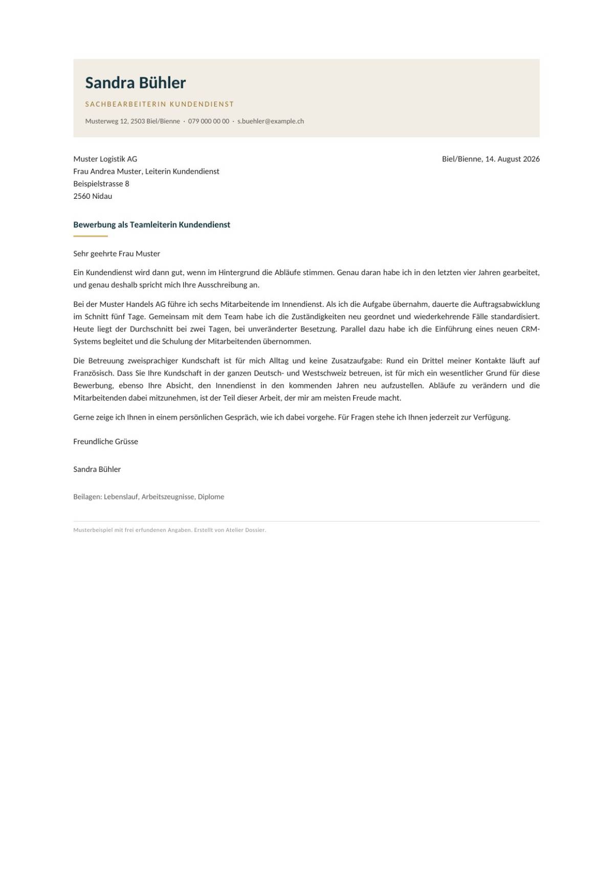 Atelier Dossier - Biel - Lebenslauf schreiben