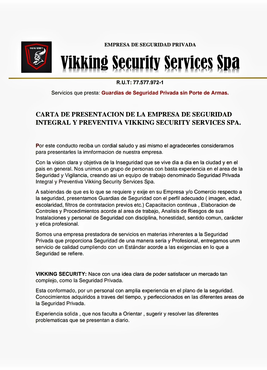 Vikking security - Cordillera - Servicios de guardias de seguridad