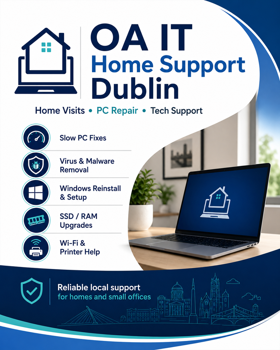 OA IT Home Support Dublin - Monaghan - Network Support Services