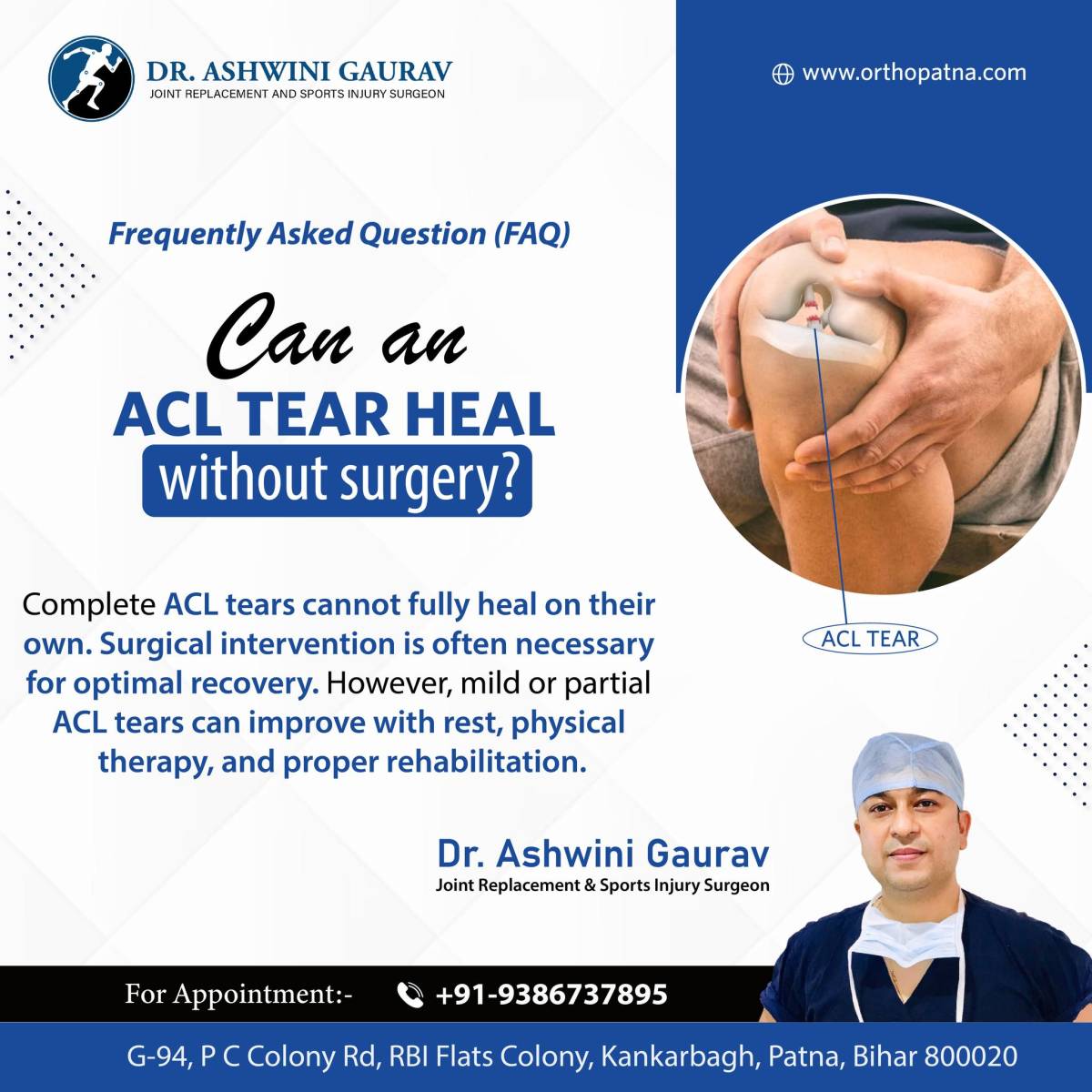 Dr. Ashwini Gaurav | Ortho Patna | Best Orthopedic Doctor in Patna | Arthritis Doctor & Best Joint Replacement Surgeon Patna - Sampatchak - Physiotherapy