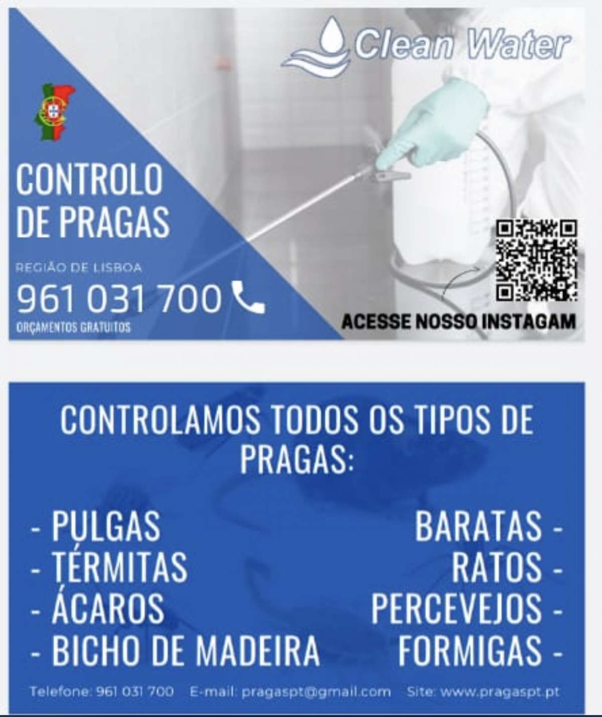 Clean water controlo de pragas - Sintra - Limpeza Geral