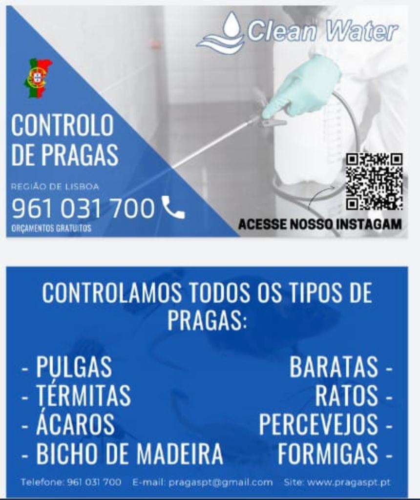 Clean water controlo de pragas - Sintra - Limpeza a Fundo