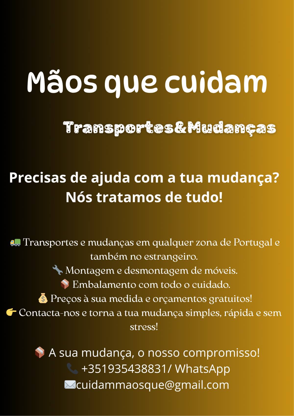 Mãos que cuidam - Alcobaça - Déménagement de meubles et structures lourdes