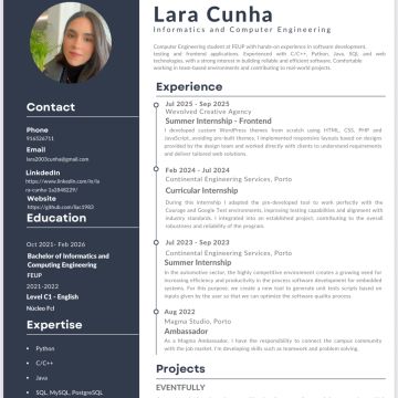 Lara Cunha | Explicadora de Matemática, Física e Química e Programação - Paços de Ferreira - Explicações de Matemática do 2º Ciclo