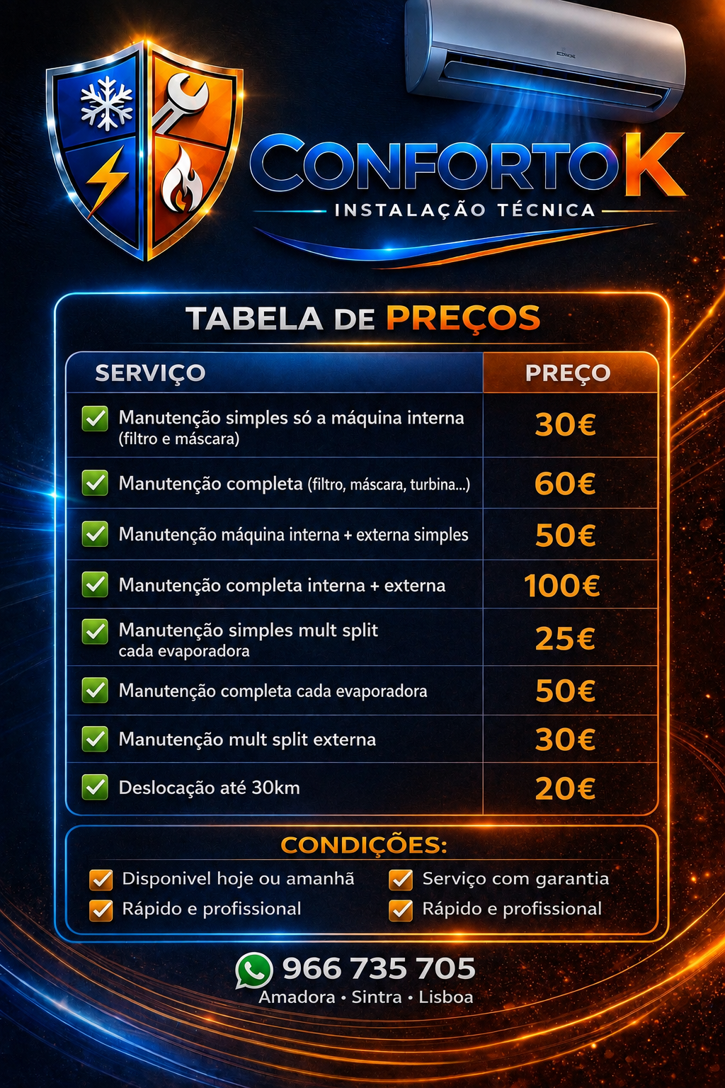 🔥🔧Conforto K❄️🔧 - Sintra - Reparación del aire acondicionado centralizado