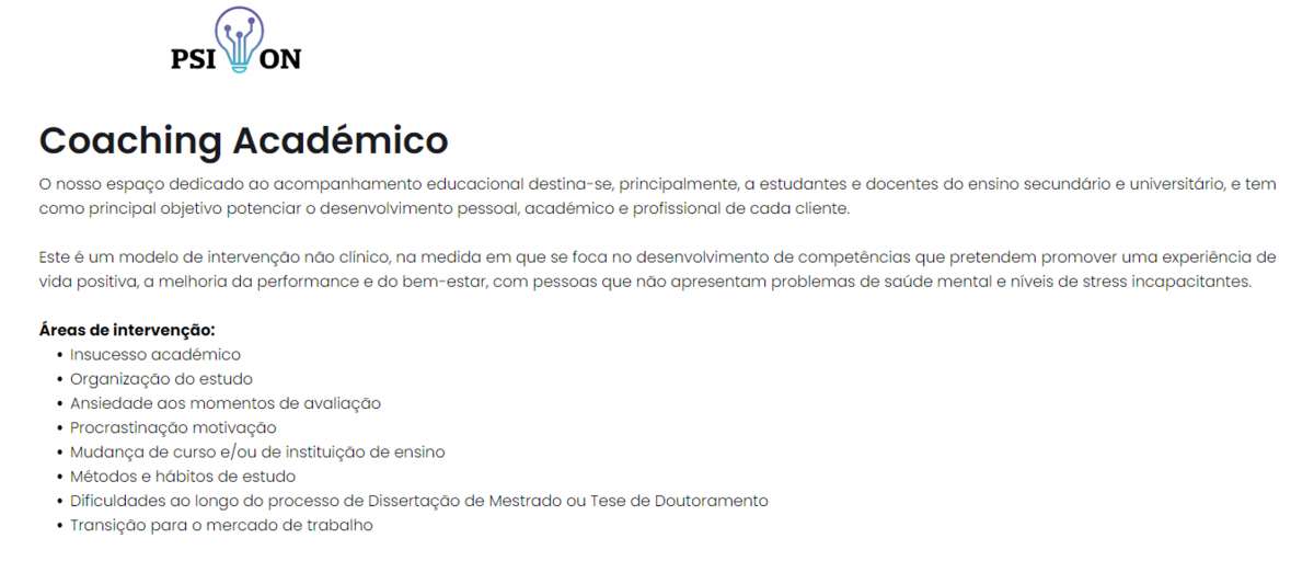 PSIO - Coaching Académico e Psicologia Clínica Online - Lisboa - Psicologia e Aconselhamento