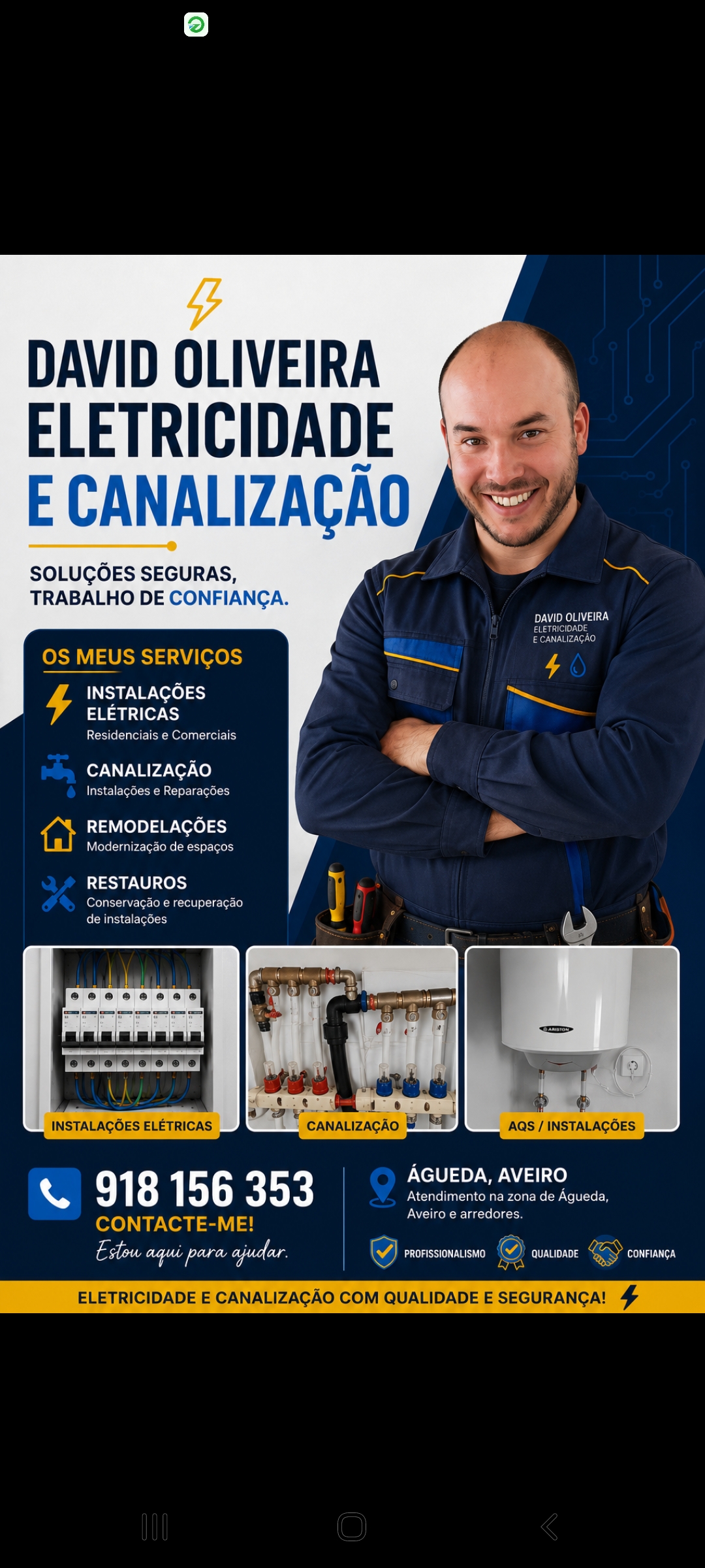 David Oliveira - Eletricidade e Canalização - Águeda - Reparação ou Manutenção de Canalização Exterior