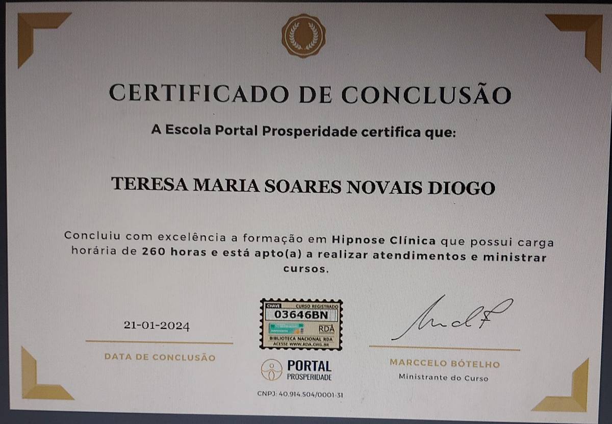 Teresa Novais Diogo - Cascais - Hipnoterapia