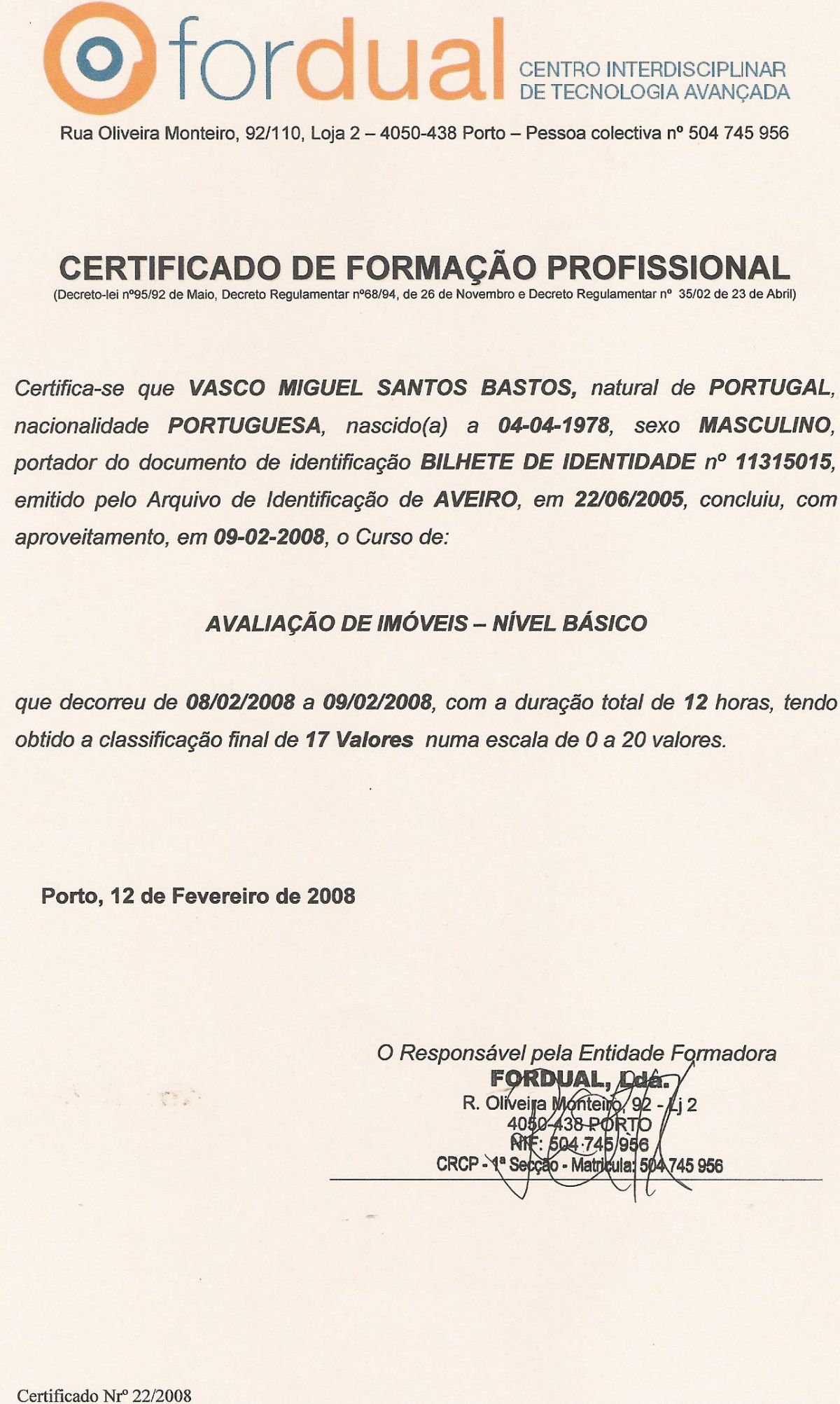 Vasco Miguel Santos Bastos - Oliveira de Azeméis - Arquiteto