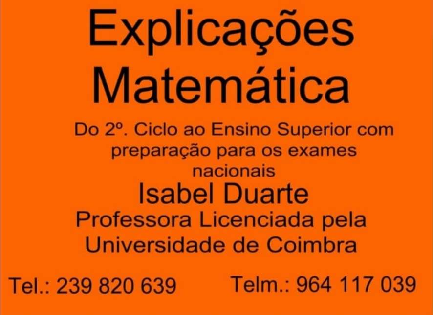 Isabel Duarte - Coimbra - Explicações de Matemática do 2º Ciclo