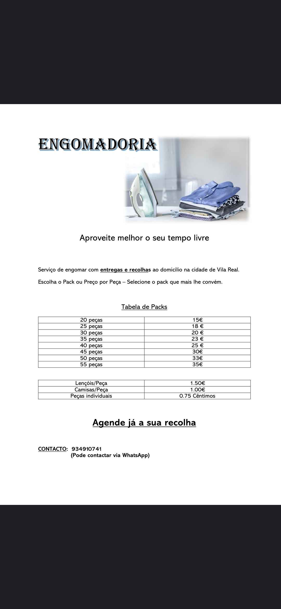 Mara Costa - Vila Real - Lavagem de Roupa e Engomadoria