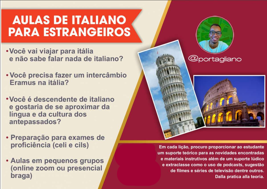 PORTAGLIANO - PROF DE PORTUGUÊS E ITALIANO - Braga - Aulas de Português para Estrangeiros