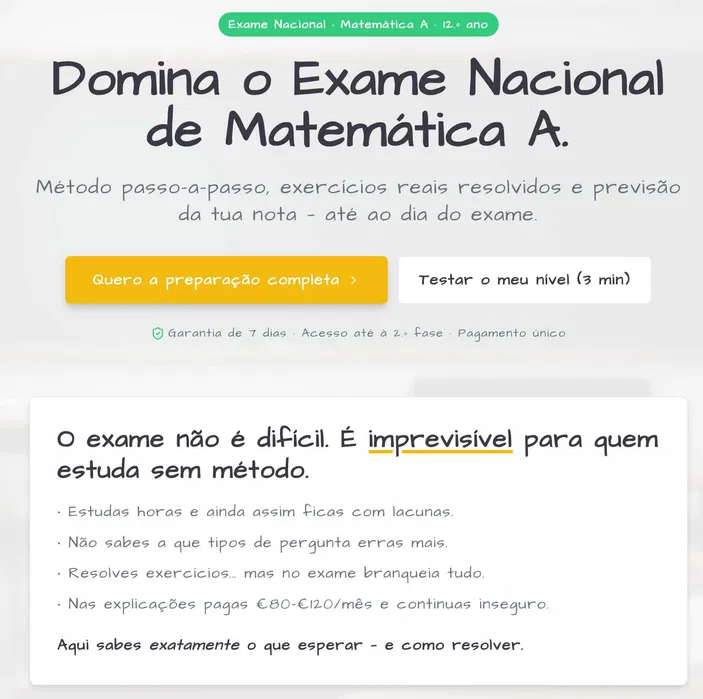 Matemática A — Programa Completo até ao Exame Nacional - Porto - Nachhilfe für das Abitur in Mathematik (Klasse 9-12)