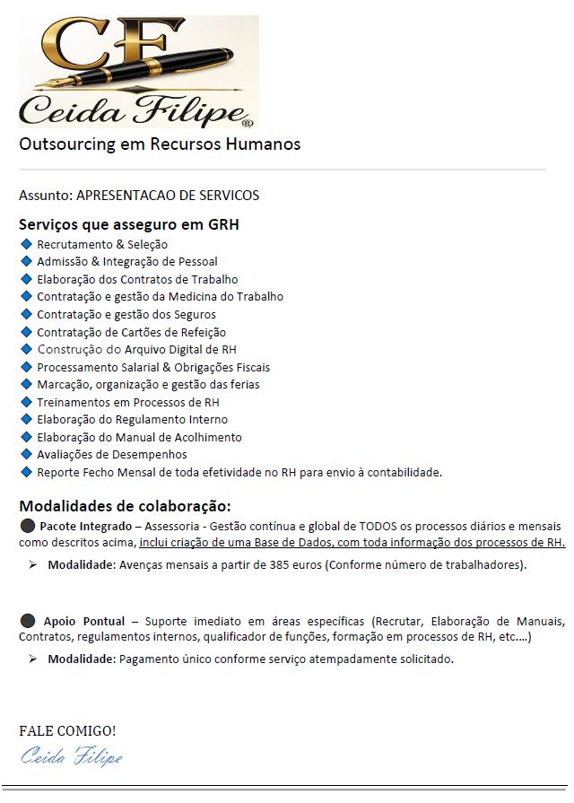 Ceida Filipe - Consultora de Gestão e Recursos Humanos - Lisboa - Elaboração de Currículos