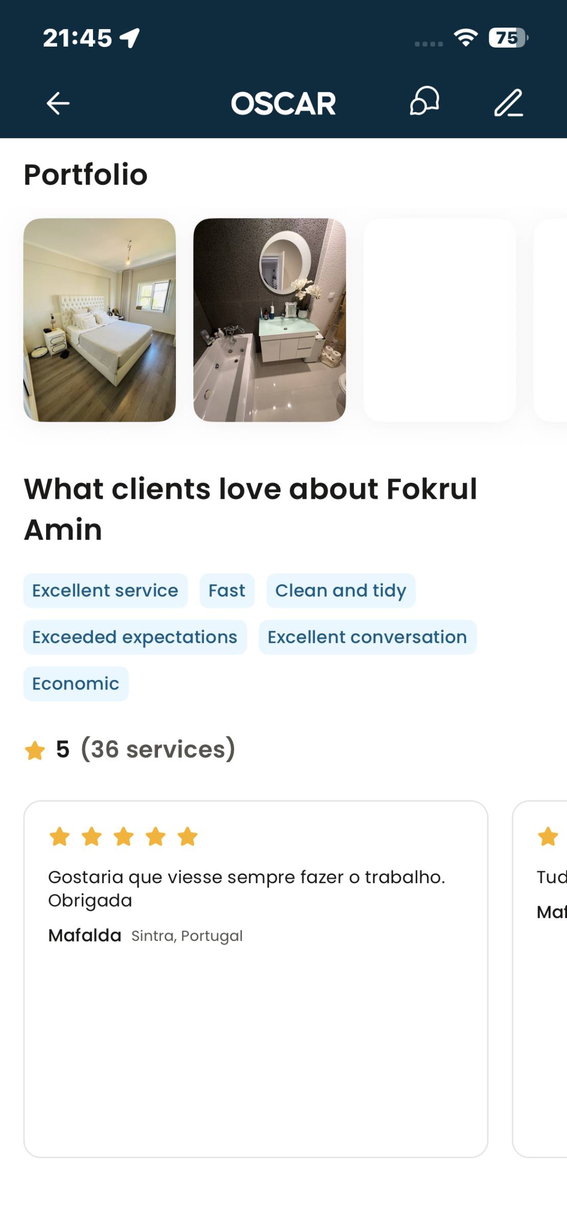 MD FOKRUL AMIN - Sintra - Serviço Doméstico