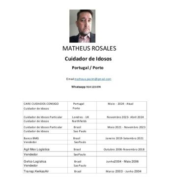 Matheus Rosales - Matosinhos - Cuidados en el hogar y residencias de ancianos