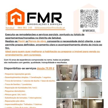 Fábio Martins - Remodelações e Serviços - Setúbal - Instalação de Pavimento em Pedra ou Ladrilho