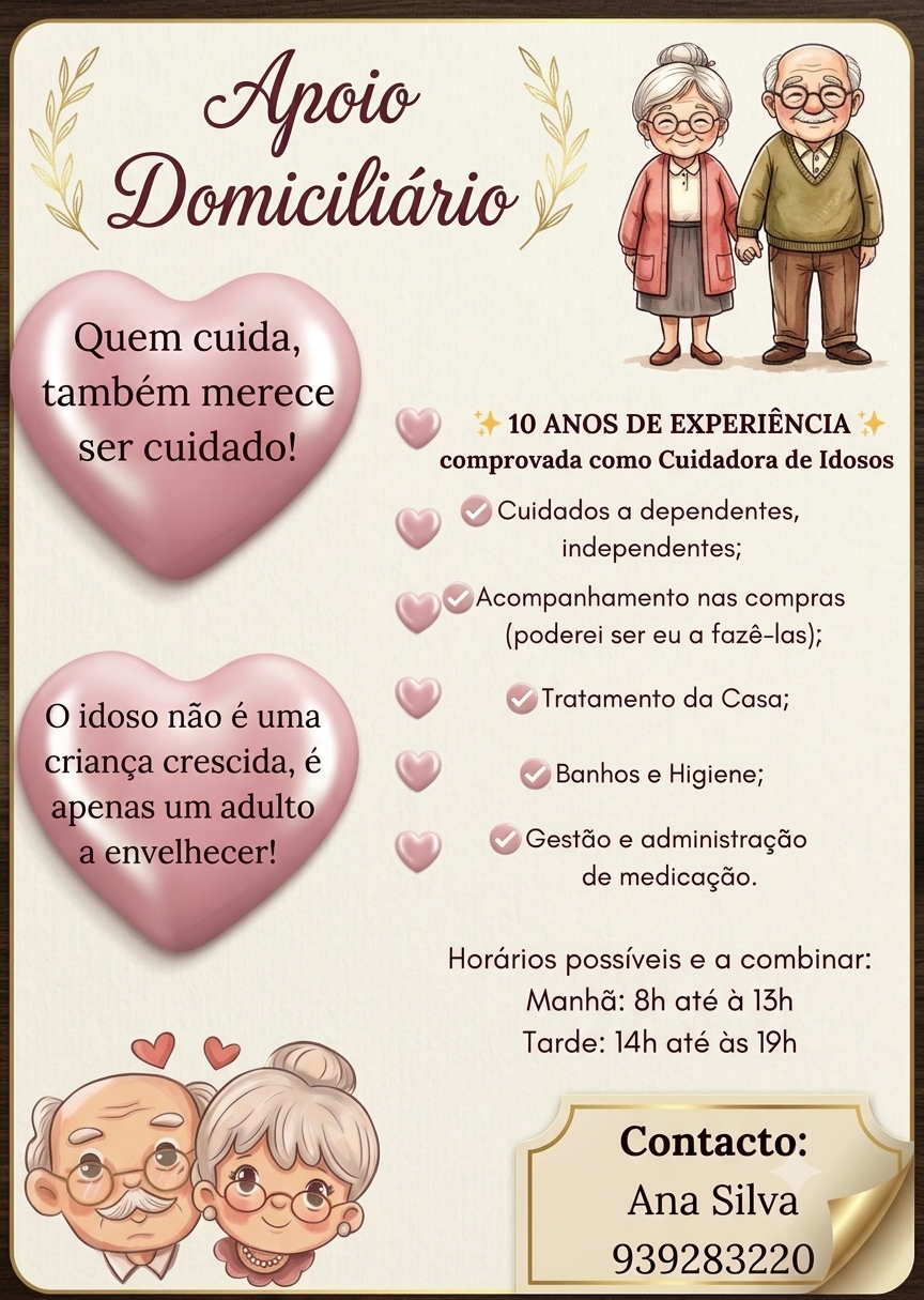 Cuidador de Idosos - Regime Part-time - Almada - Apoio ao Domícilio e Lares de Idosos