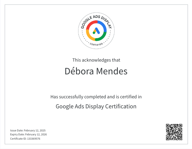 Débora Mendes - Head of Performance - Guimarães - Web Design