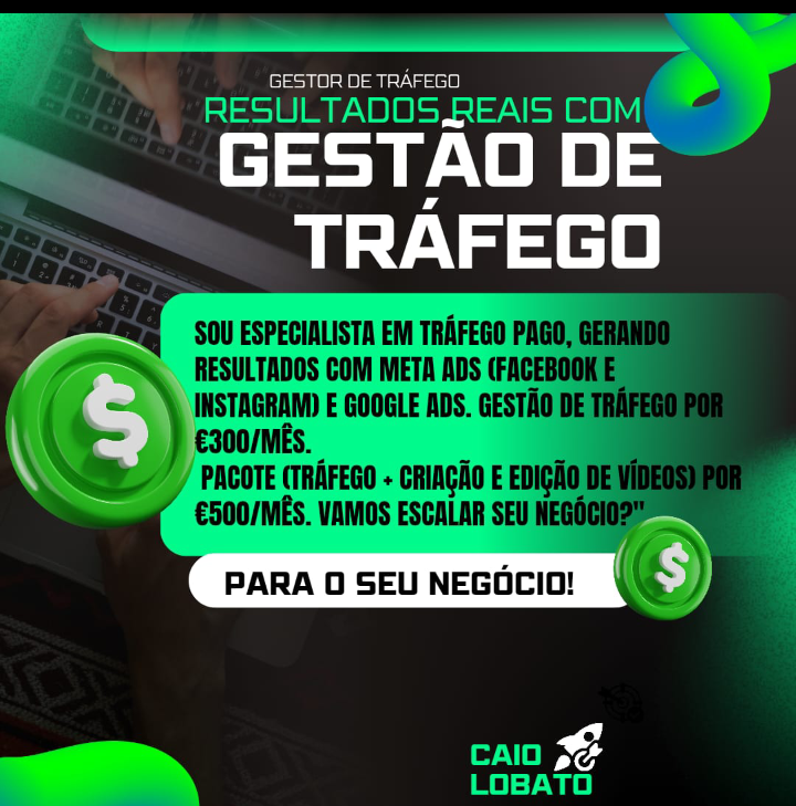 Caio Lobato - Gestor de tráfego - Lisboa - Marketing