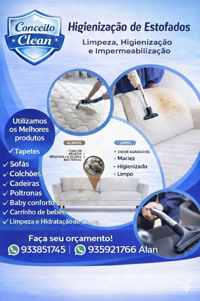 Conceito clean - Sintra - Limpieza de tapicerias y muebles