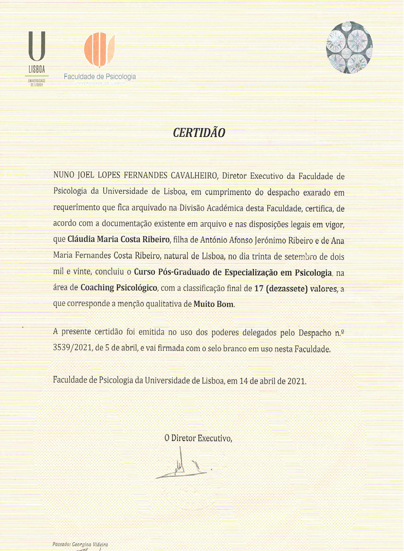 Cláudia Ribeiro - Lisboa - Psychotherapy