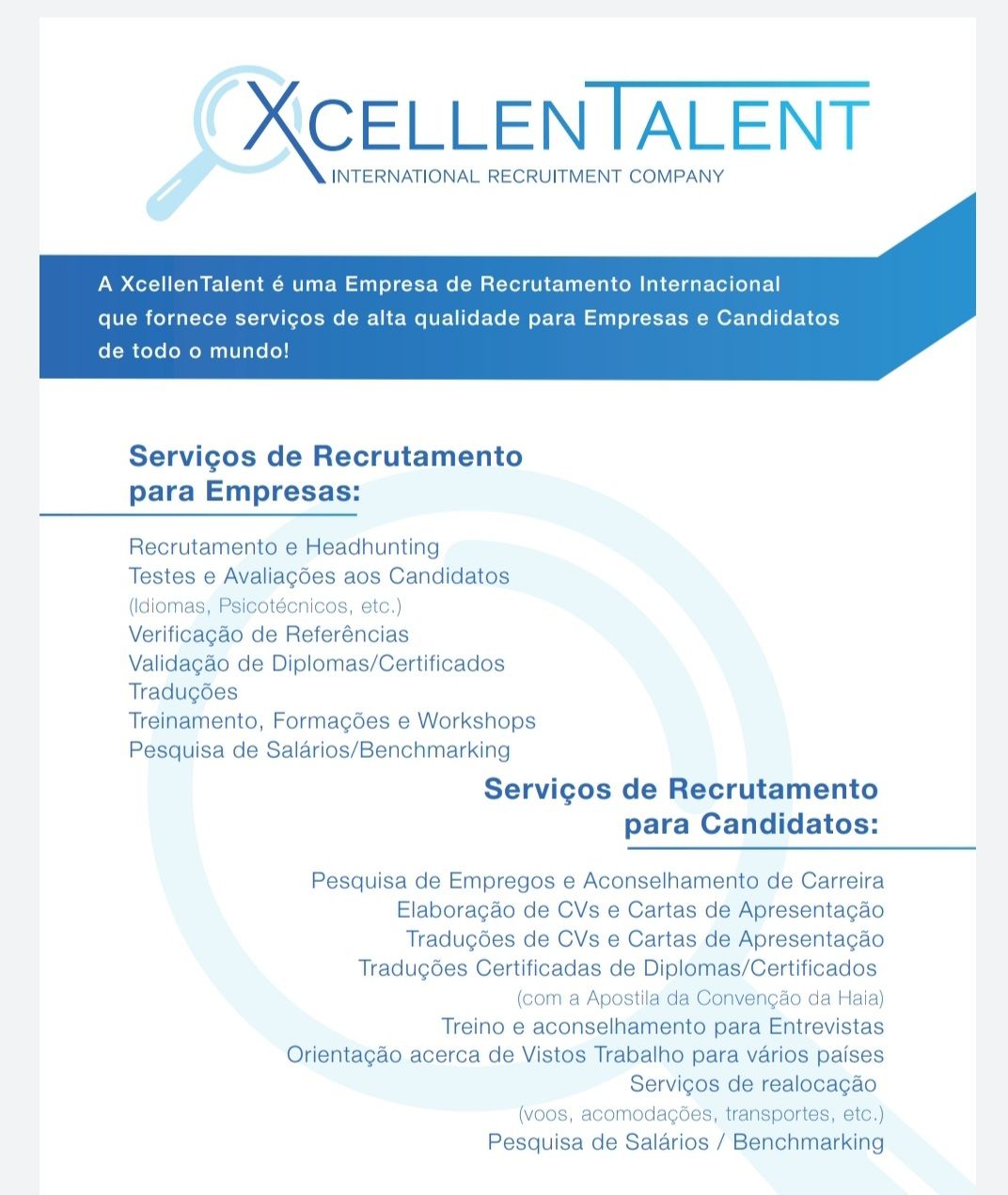 XcellenTalent Recruitment Company - Lisboa - Elaboração de Currículos