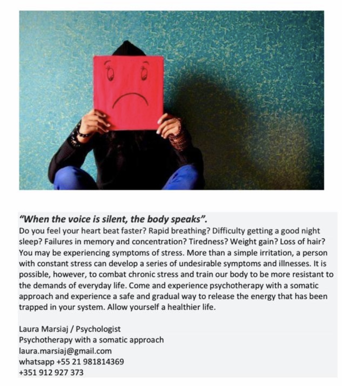 Laura Marsiaj - Lisboa - Sessão de Psicoterapia