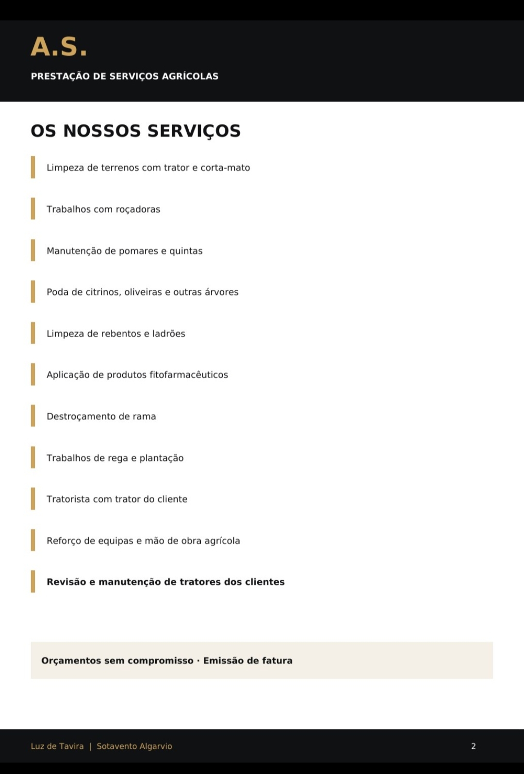 A.S. prestadores de serviços agrícolas - Tavira - Limpeza de Janelas