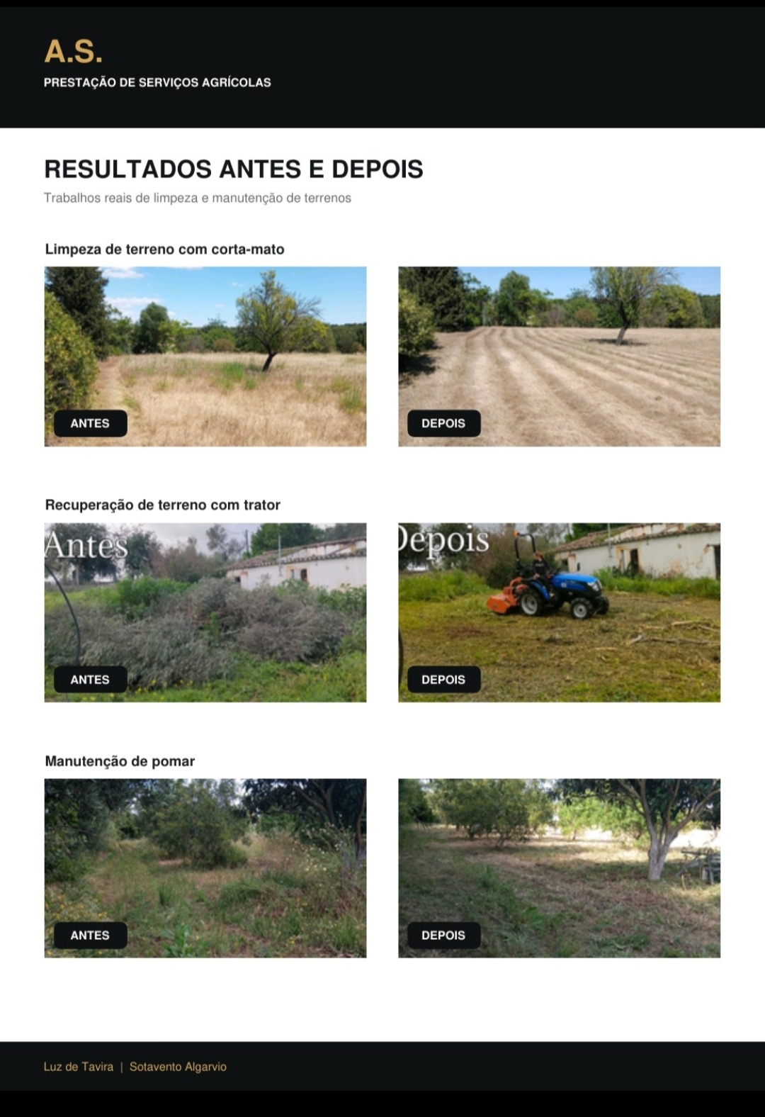 A.S. prestadores de serviços agrícolas - Tavira - Tratamento de Relvado